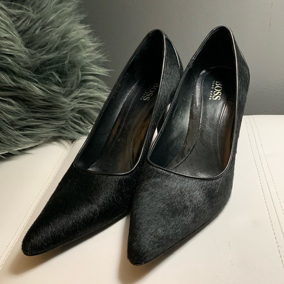 Boss Fur Pumps with Leather trim - Picture 1 of 12